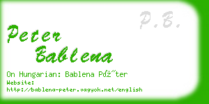 peter bablena business card
